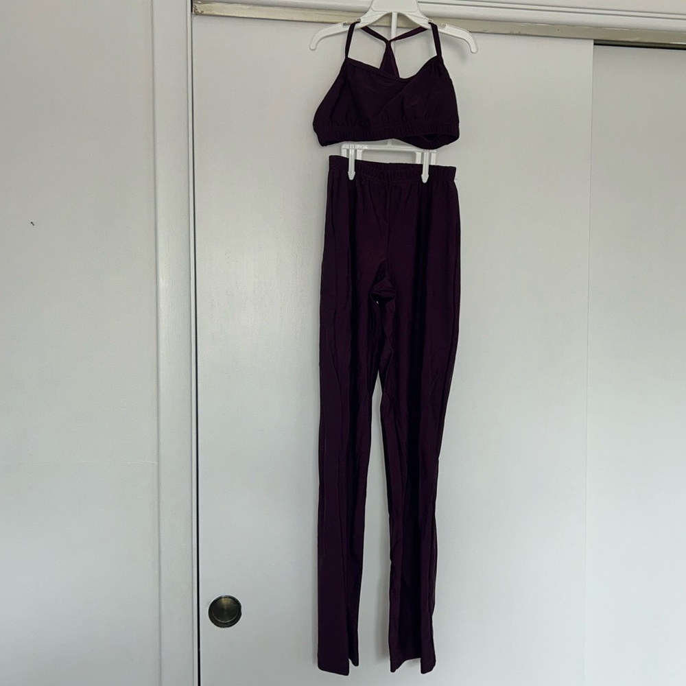 Purple Matching Set with Pants and Sports Bra